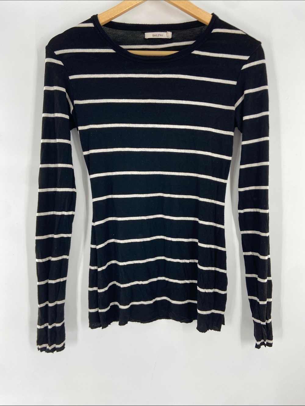Bailey 44 Black and White Striped Long Sleeve Tee Size XS Gently Used